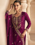 Designer Function Wear Heavy Salwar Suit Collection Purple Premium Silk Pant Straight Front View